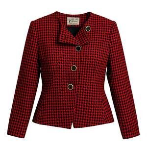 VTG Stirling Cooper Red & Black Houndstooth Cropped Blazer Jacket Size 6 Y2K